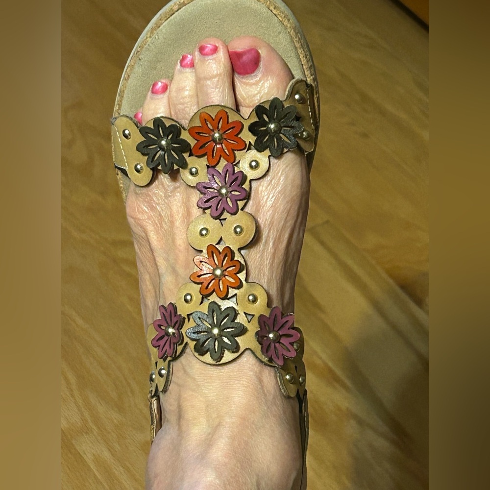 Colorful Floral Leather Sandals